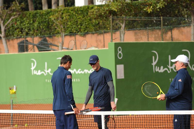 Los jugadores de la Copa Davis se entrenan en Marbella