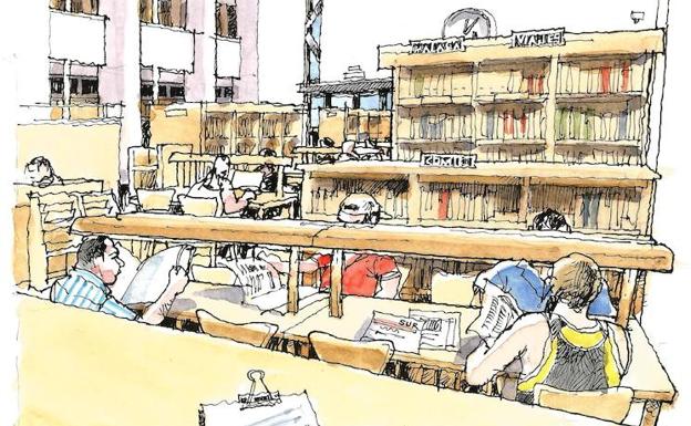 Málaga a trazos: Taxonomía bibliotecaria en calle Ollerías