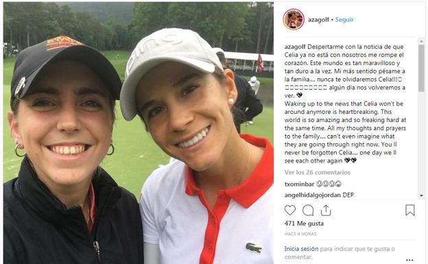 La golfista malagueña Azahara Muñoz se despide de su compañera y amiga Celia Barquín