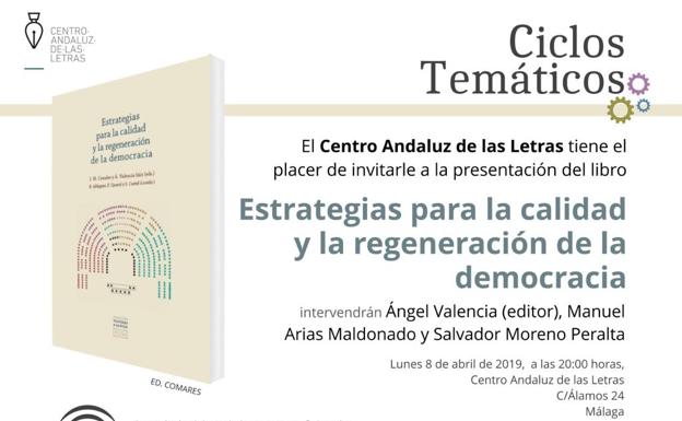 El CAL acoge hoy la presentación del libro 'Estrategias para la calidad y la regeneración de la democracia'