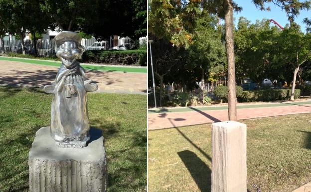 Roban una escultura en homenaje a Peneque el Valiente en un parque de Vélez-Málaga