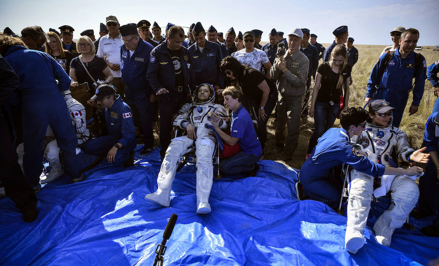 Así es el aterrizaje de tres astronautas regresan a la Tierra tras una misión en la ISS