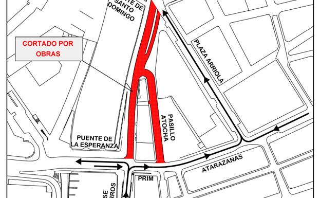 La obra del hotel de Moneo corta este martes la calle Manuel José García Caparrós junto al Guadalmedina