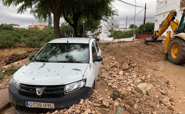Villanueva del Trabuco, anegada por las fuertes lluvias
