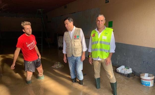 Moreno inicia en el Trabuco una ronda de visitas a las zonas dañadas por el temporal: «Hay 133 municipios afectados»