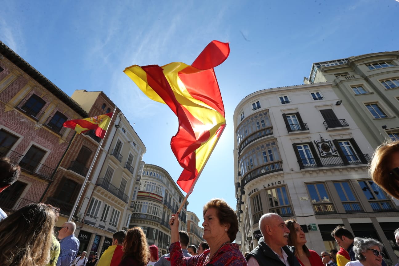 La manifestación convocada por Sociedad Civil Malagueña por la unidad de España y la convivencia