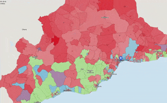 Así se ha repartido el voto en Málaga, calle a calle