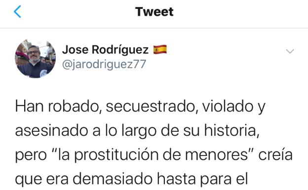 Polémico tuit del portavoz de Vox en Rincón de la Vitoria arremetiendo contra el PSOE