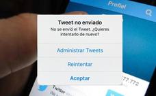 Caída de Twitter a nivel mundial: «Tweet no enviado. ¿Quieres intentarlo de nuevo?»
