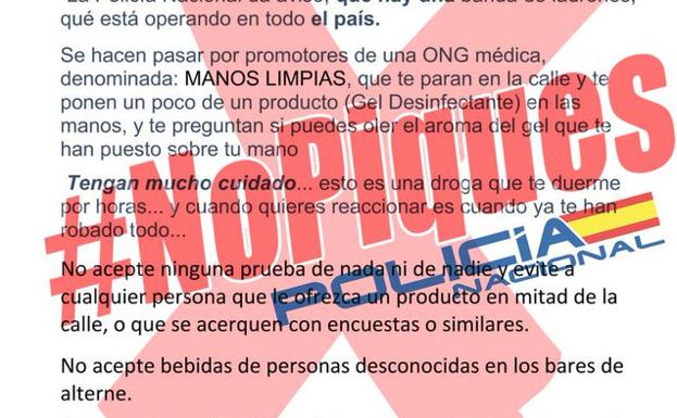 Alertan de Manitas Limpias, el bulo del gel desinfectante que circula por Whatsapp