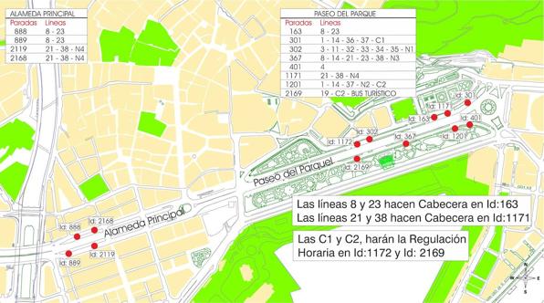 La EMT amplía hasta el Paseo del Parque el recorrido de varias líneas que conectan con los hospitales