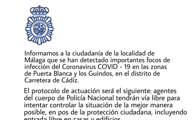 Bulo: la policía NO ha alertado de un brote de coronavirus en Carretera de Cádiz