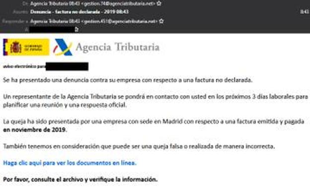 Este supuesto mensaje de la Agencia Tributaria es una estafa