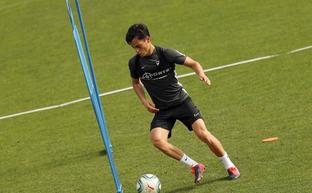 Juanpi, en uno de sus últimos entrenamientos con el Málaga./Malagacf.com