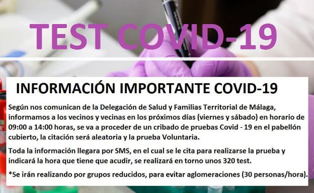 Almáchar, cuarto municipio en el que la Junta hará un cribado masivo para conocer la incidencia del Covid-19