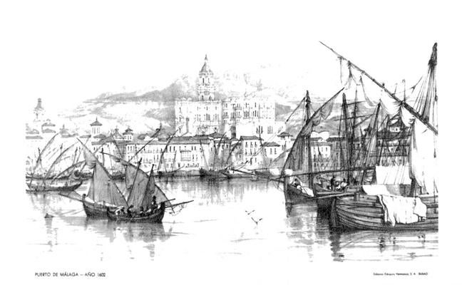 Grabado del Puerto de Málaga, escenario de algunas ejecuciones y apresamiento de reos, en 1602/archivo n. díaz de escovar