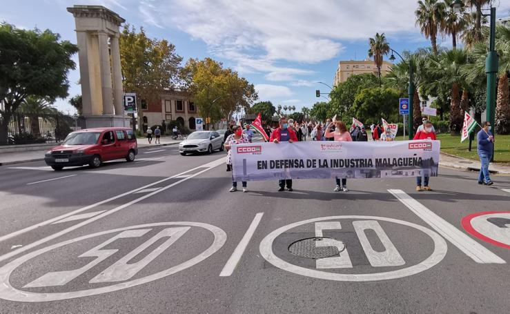 Así fue la manifestación en defensa de la industria de Málaga