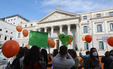 Protesta ante el Congreso de la enseñanza privada y concertada este pasado viernes./EP