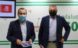 José Luis Ruiz Espejo y Javier Carnero, esta mañana en la sede socialista./sur