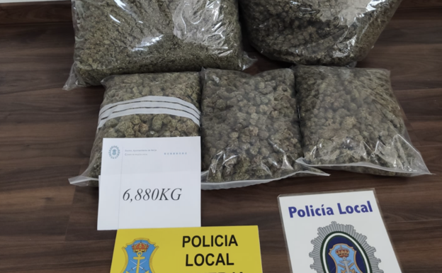 Intervienen casi siete kilos de marihuana en un control policial en Nerja