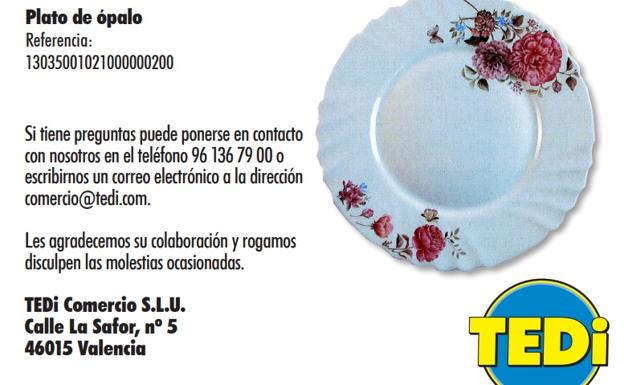 Alertan de la retirada de un plato de TEDi por su alto contenido en plomo