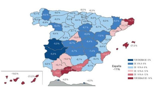 Málaga es la provincia peninsular con mayor desplome del PIB: un 17%, según el Banco de España