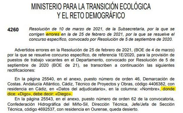 El BOE se convierte meme sin querer: «Donde dice digo, debe decir Diego»