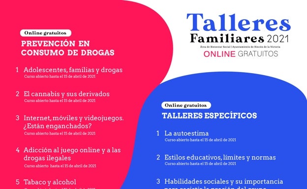 Rincón de la Victoria organiza unos talleres 'on line' gratuitos sobre la prevención del consumo de drogas