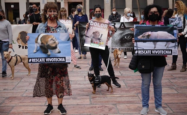 Un centenar de personas se manifiesta en Málaga contra la experimentación con animales
