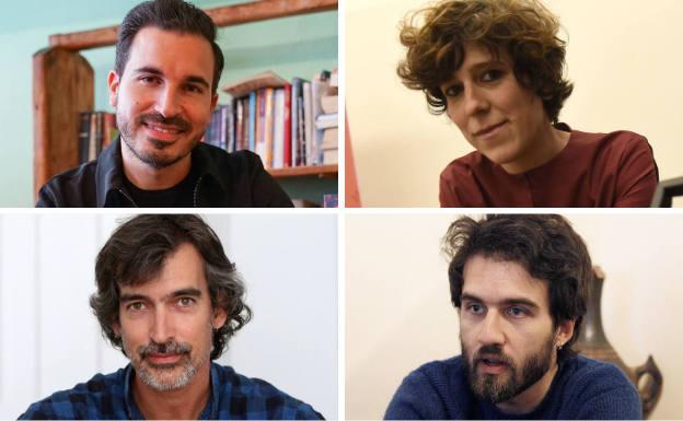 Javier Castillo, Guille Galván, Manuel Azuaga y los poetas de la UMA, en el Aula de Cultura de SUR