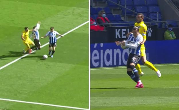 El Málaga protestó un posible penalti sobre Jairo y manos de Raúl De Tomás en su primer gol