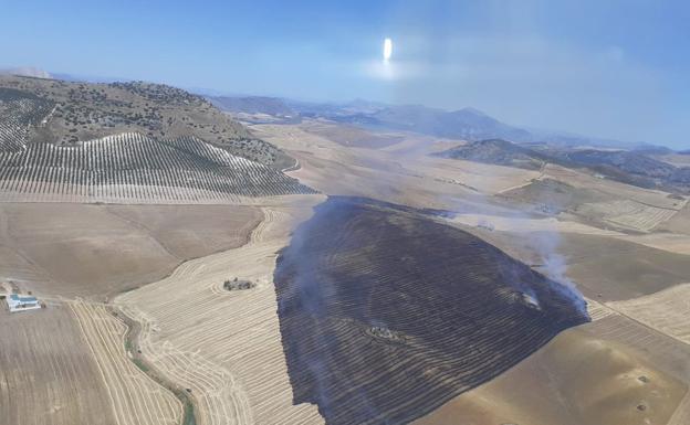 Extinguido el incendio declarado en una zona agrícola de Teba