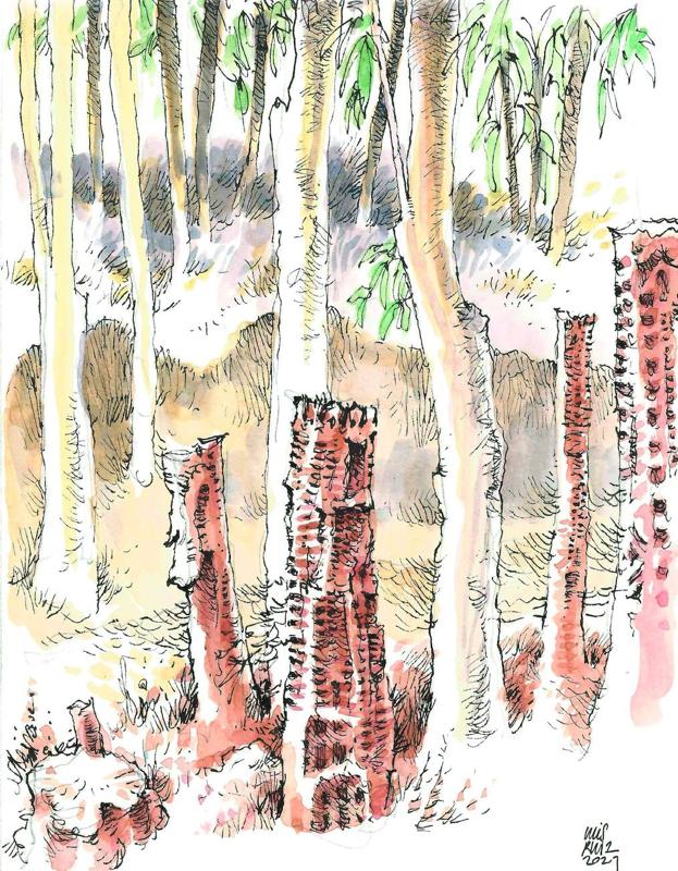 La ciudad de los troncos tallados