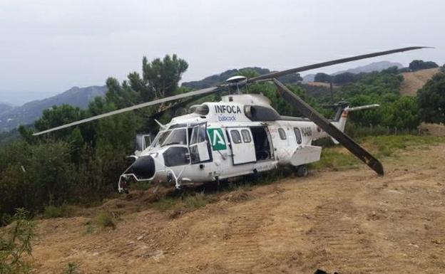 Accidente de un helicóptero Superpuma del Infoca, aunque sus 19 ocupantes salen ilesos