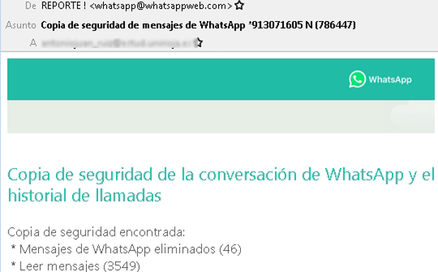 Copia de seguridad de mensajes de WhatsApp: el nuevo correo electrónico fraudulento que descarga un virus