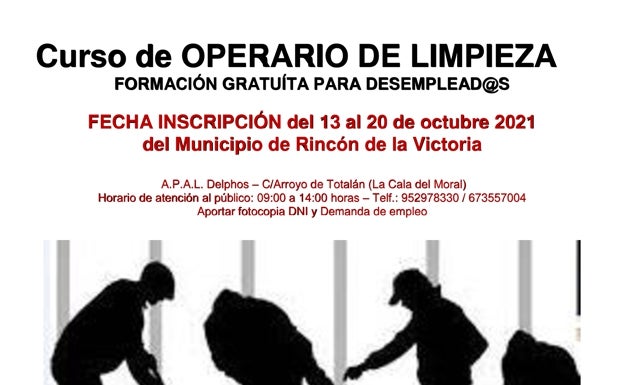 Convocan un curso gratuito de operario de limpieza para 15 desempleados de Rincón de la Victoria