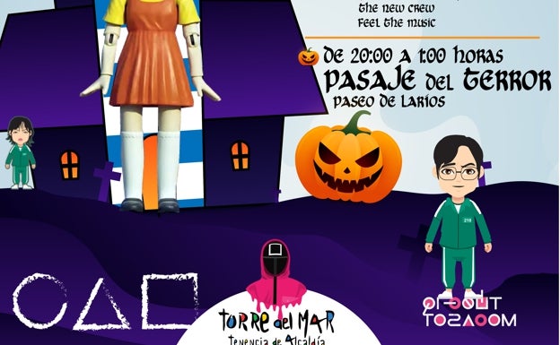 Polémica en Torre del Mar por el uso de imágenes de la serie 'El Juego del Calamar' para un cartel de Halloween