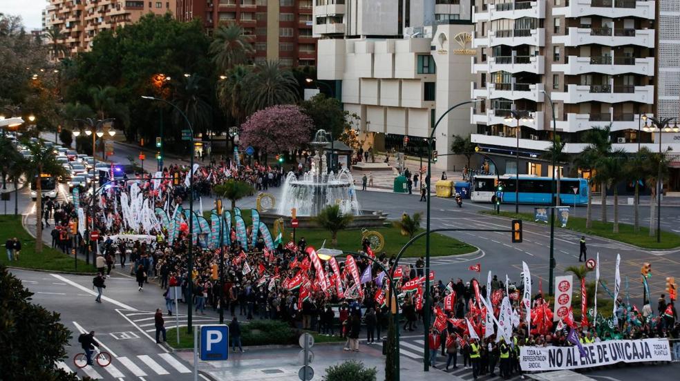 Manifestación en Málaga contra el ERE de Unicaja