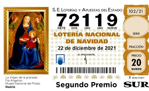 El 72.119, agraciado con el segundo premio del Sorteo de Navidad 2021, dotado de 1.250.000 euros la serie