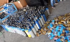 Intervenidas 800 bombonas de 'gas de la risa' que iban a ser destinadas a fiestas privadas en la Costa del Sol