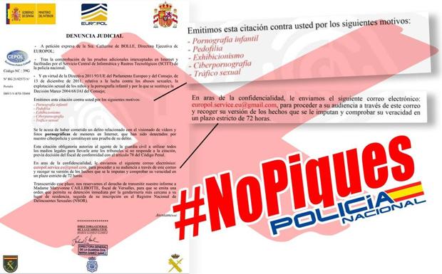 El aviso de la Policía sobre una supuesta denuncia de la Europol que llega al correo electrónico