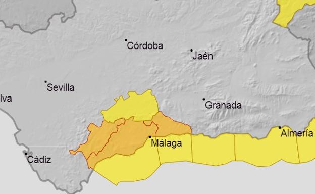Meteorología rebaja a naranja el aviso por riesgo de lluvias en Málaga