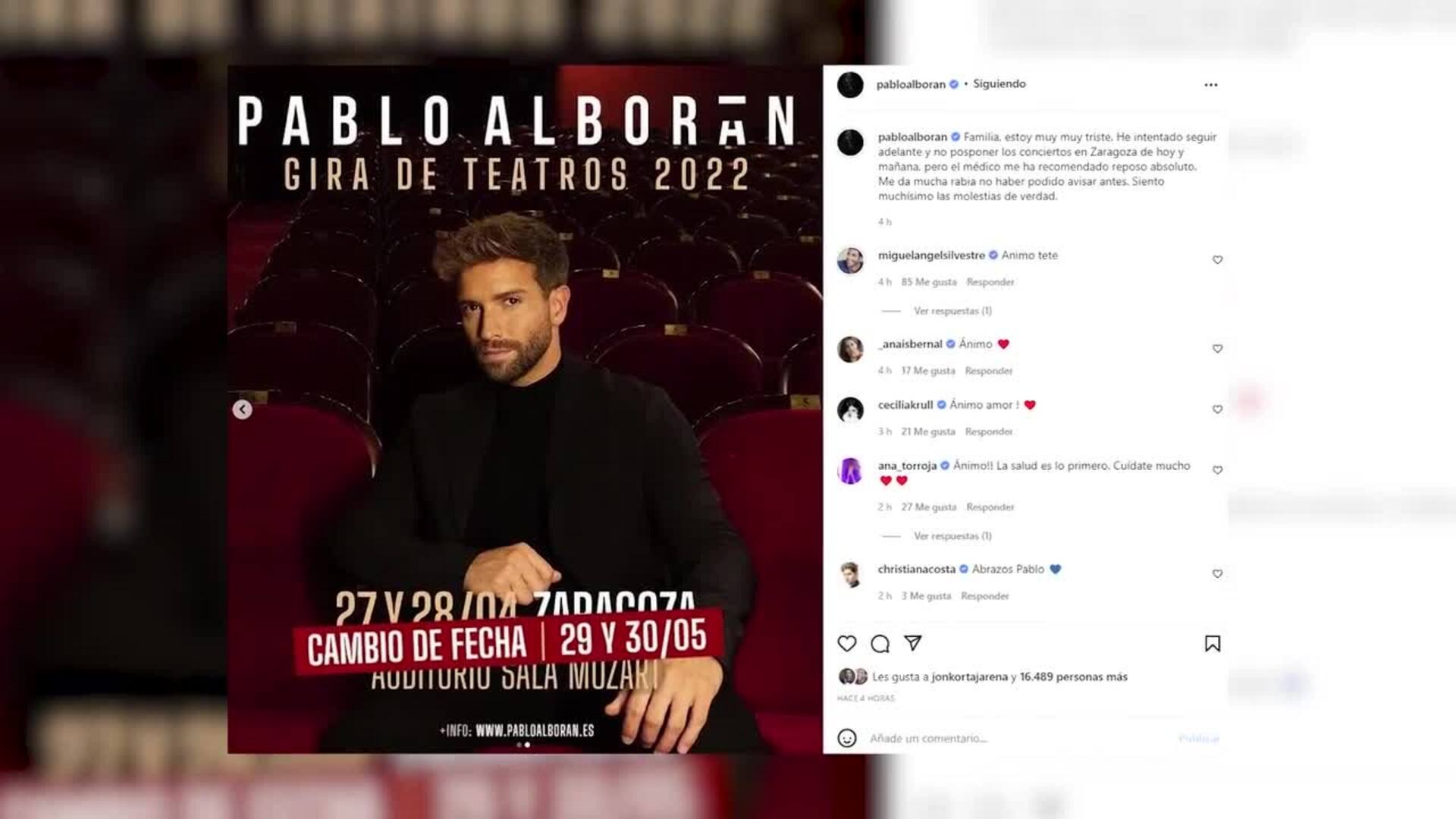Pablo Alborán pospone dos conciertos por una afección de garganta