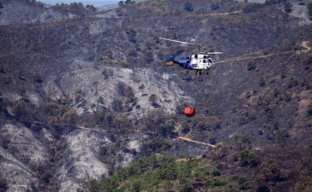 Amplían los efectivos que luchan contra el incendio de Pujerra, que está perimetrado al 80%