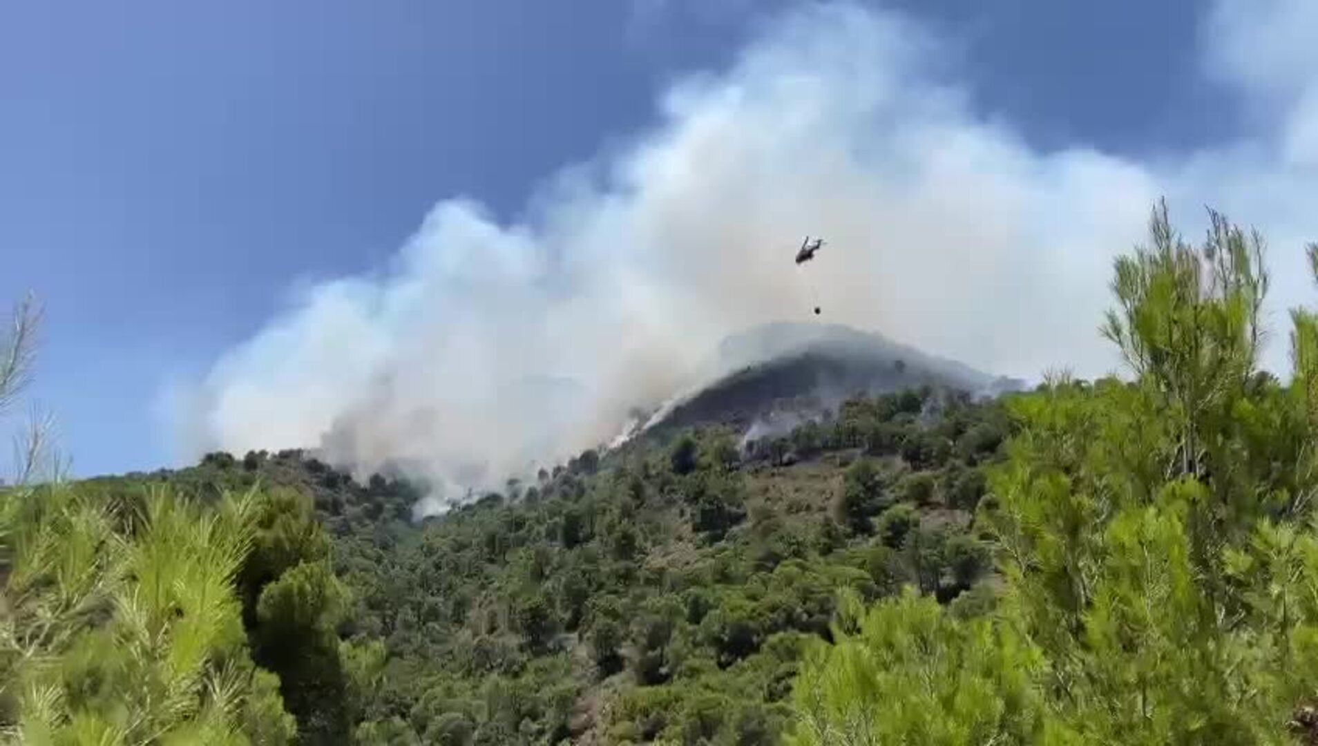 Labores de extinción del incendio de Alhaurín el Grande, este sábado
