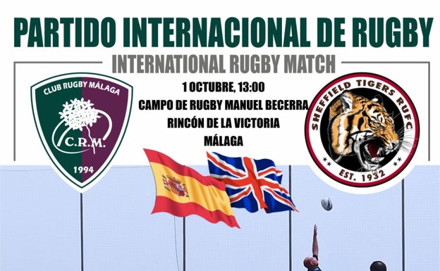 El campo Manuel Becerra acoge un partido internacional entre el Club Rugby Málaga y el inglés Sheffield Tigers Rugby