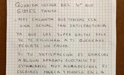 La viral carta de sus vecinos a una chica: «Que viva el sexo, pero grita un poco menos»