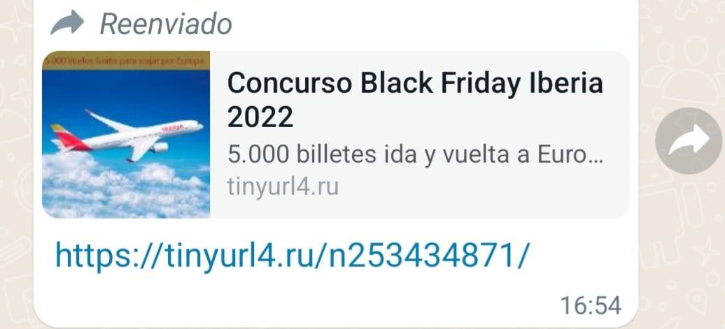 Concurso Black Friday Iberia 2022: el fraude de los vuelos de avión gratis que circula por WhatsApp