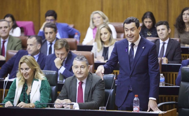 Juanma Moreno presume de la estabilidad andaluza y la compara con los malabarismos de Sánchez