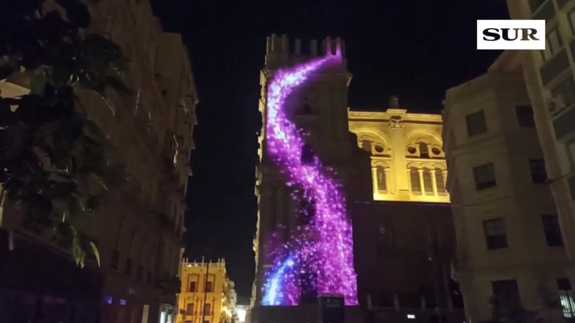 Videomapping en la Catedral de Málaga por Navidad